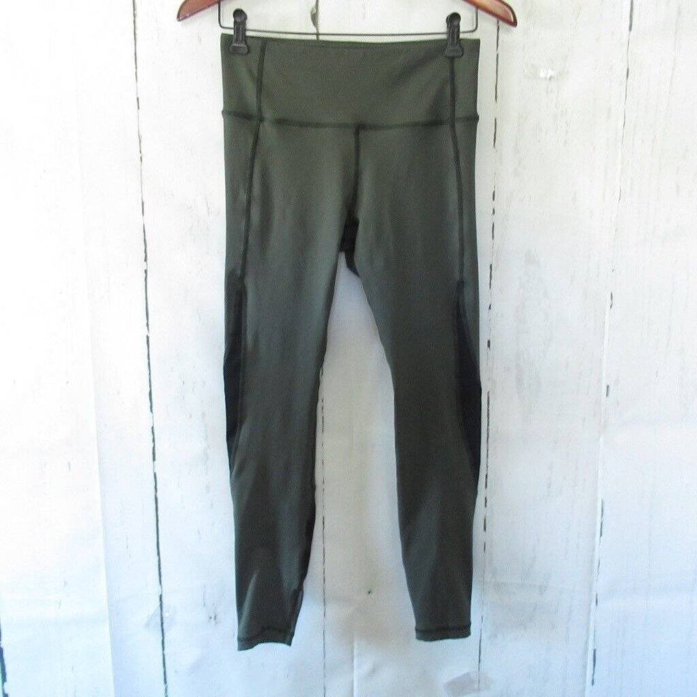 Vimmia VM MV Leggings M Medium Olive Green Black Ankle Crop High Rise